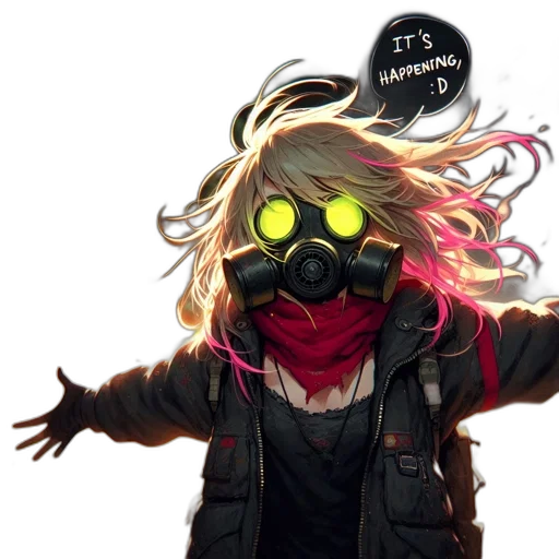 mask, jacket, creature, face, concept art, cyberpunk, comic book art, anime transparent PNG cut-out