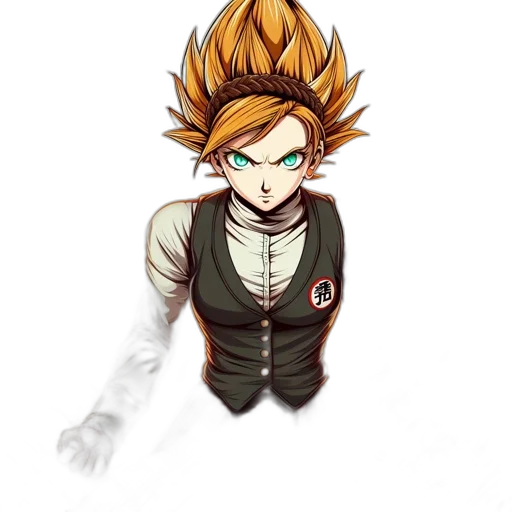 jacket, staff, hair, mask transparent PNG cut-out