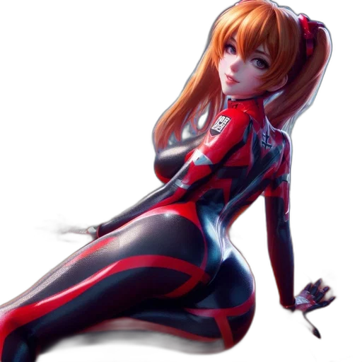 robot, anime, concept art, comic book art, 3d render, red, animated, woman transparent PNG cut-out
