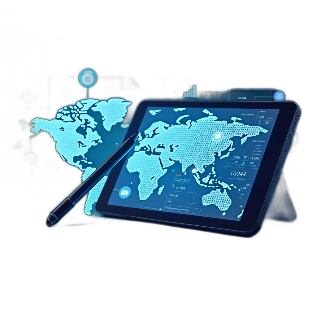 staff, 3d render, concept art, modern, blue, white, digital, device transparent PNG cut-out