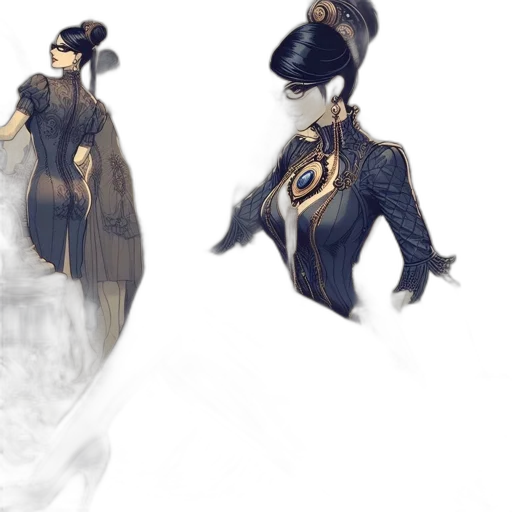 mask, dragon, dress, concept art, fantasy art, 3d render, anime, dark transparent PNG cut-out