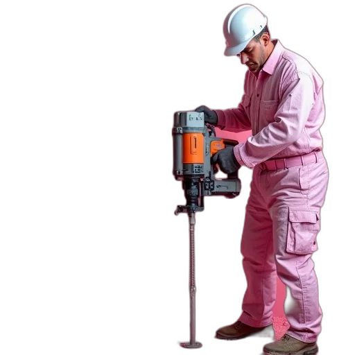 staff, robot, weapon, pink, fireman, using, nail, gun transparent PNG cut-out