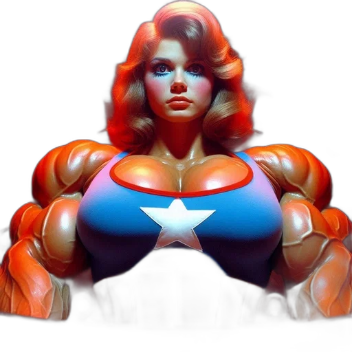 comic book art, 3d render, concept art, fantasy art, imposing, woman, captain, america transparent PNG cut-out