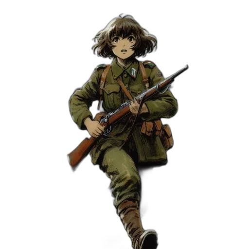 weapon, jacket, staff, concept art, pixel art, anime, comic book art, young transparent PNG cut-out