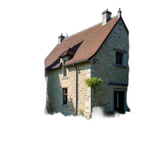 building, 3d render, photorealistic, picturesque, village, scene, stone, featuring transparent PNG cut-out