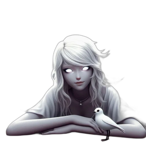 face, creature, hair, robot, fantasy art, concept art, pixel art, anime transparent PNG cut-out