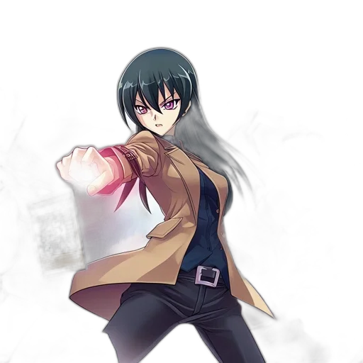 staff, jacket, weapon, anime, concept art, fantasy art, pixel art, dark transparent PNG cut-out